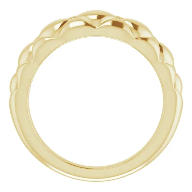 14K Yellow Gold Quilted Dome Ring