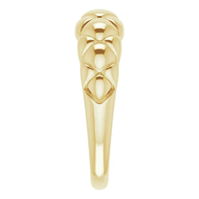 14K Yellow Gold Quilted Dome Ring