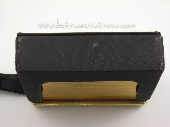1950s Compact Purse Minaudière Volupté Gold & Black Faille Vintage UNUSED
