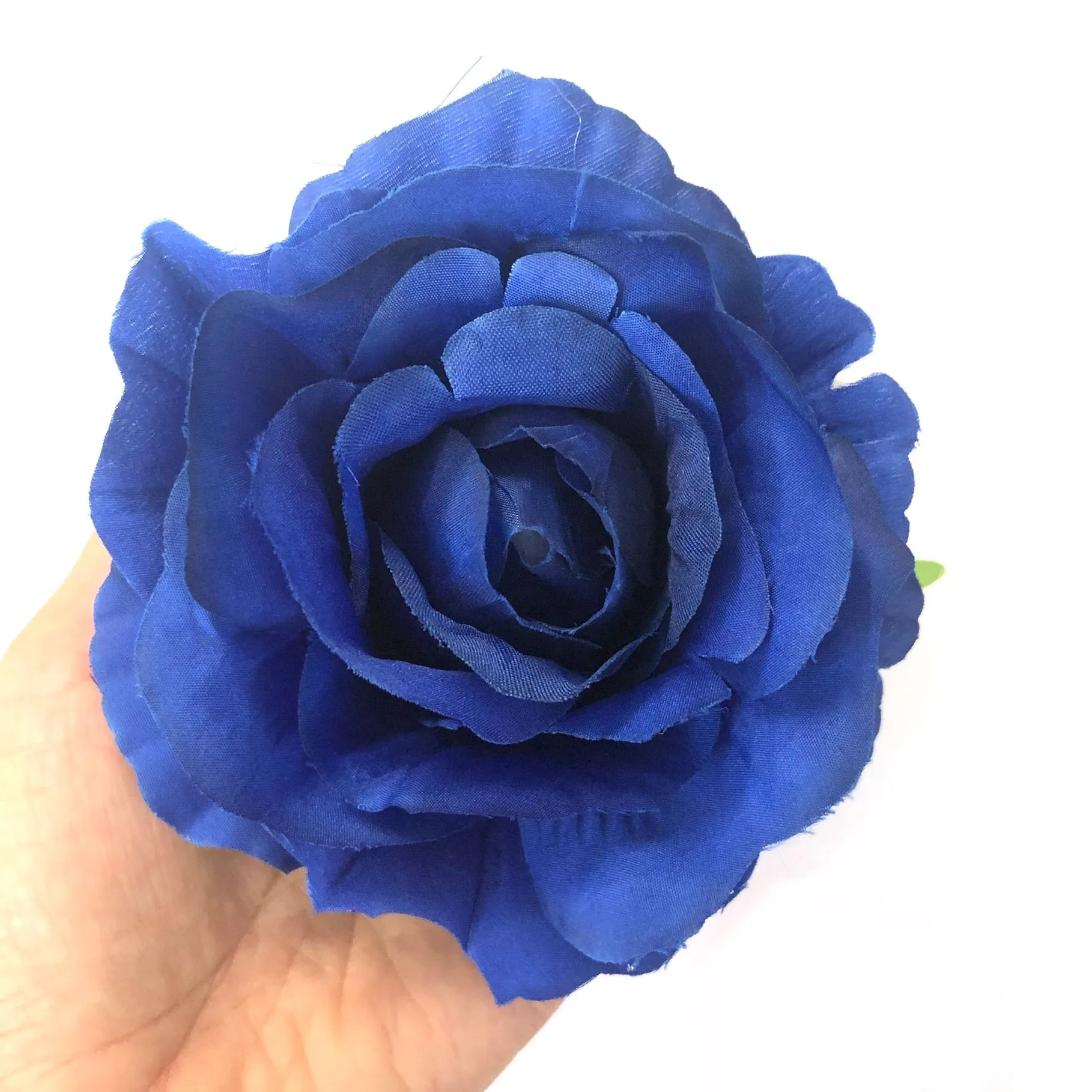 Artificial Silk Flower Head - Royal Blue Rose Style 117 - 1pc