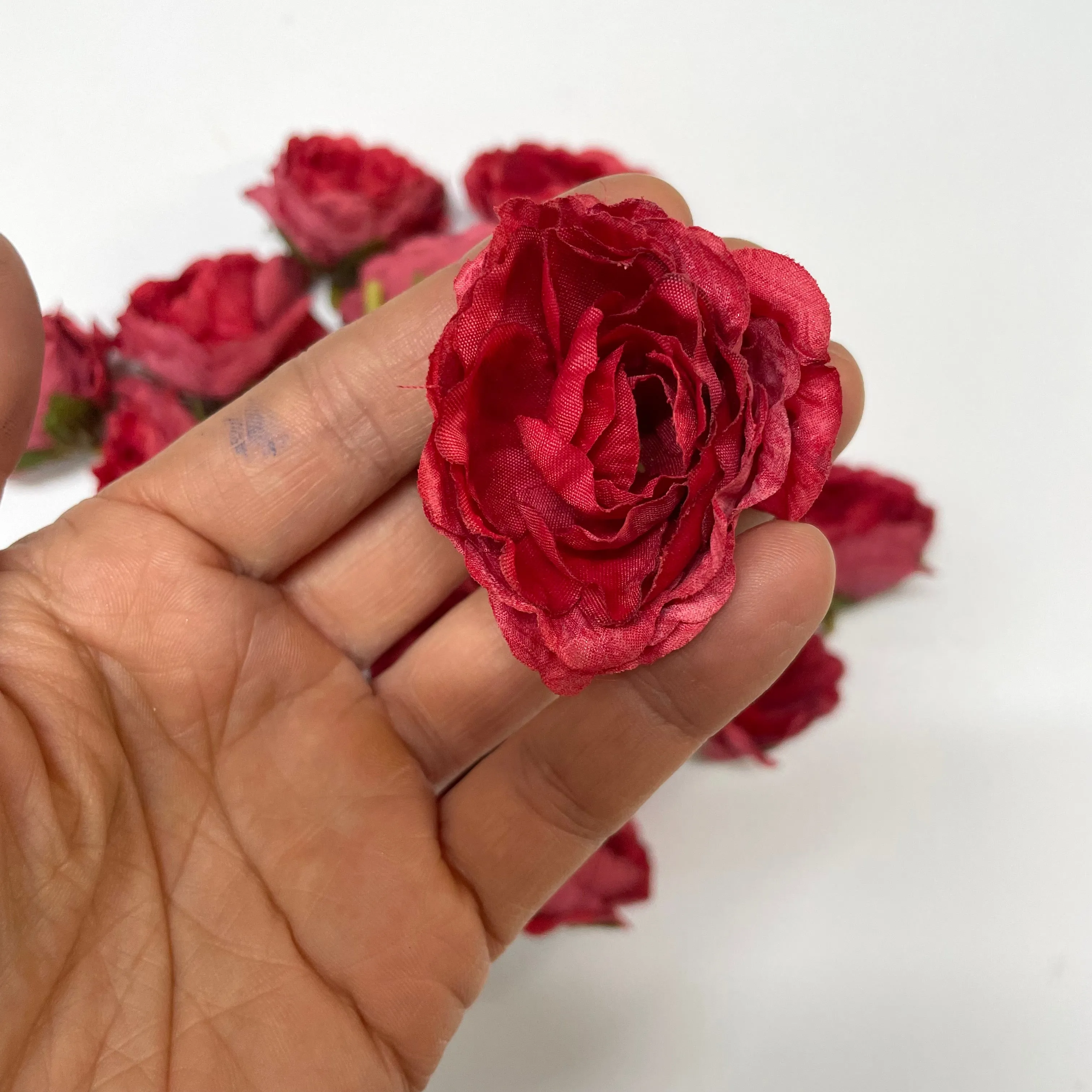 Artificial Silk Flower Heads - Dusty Red Peony Style 108 - 5 Pack