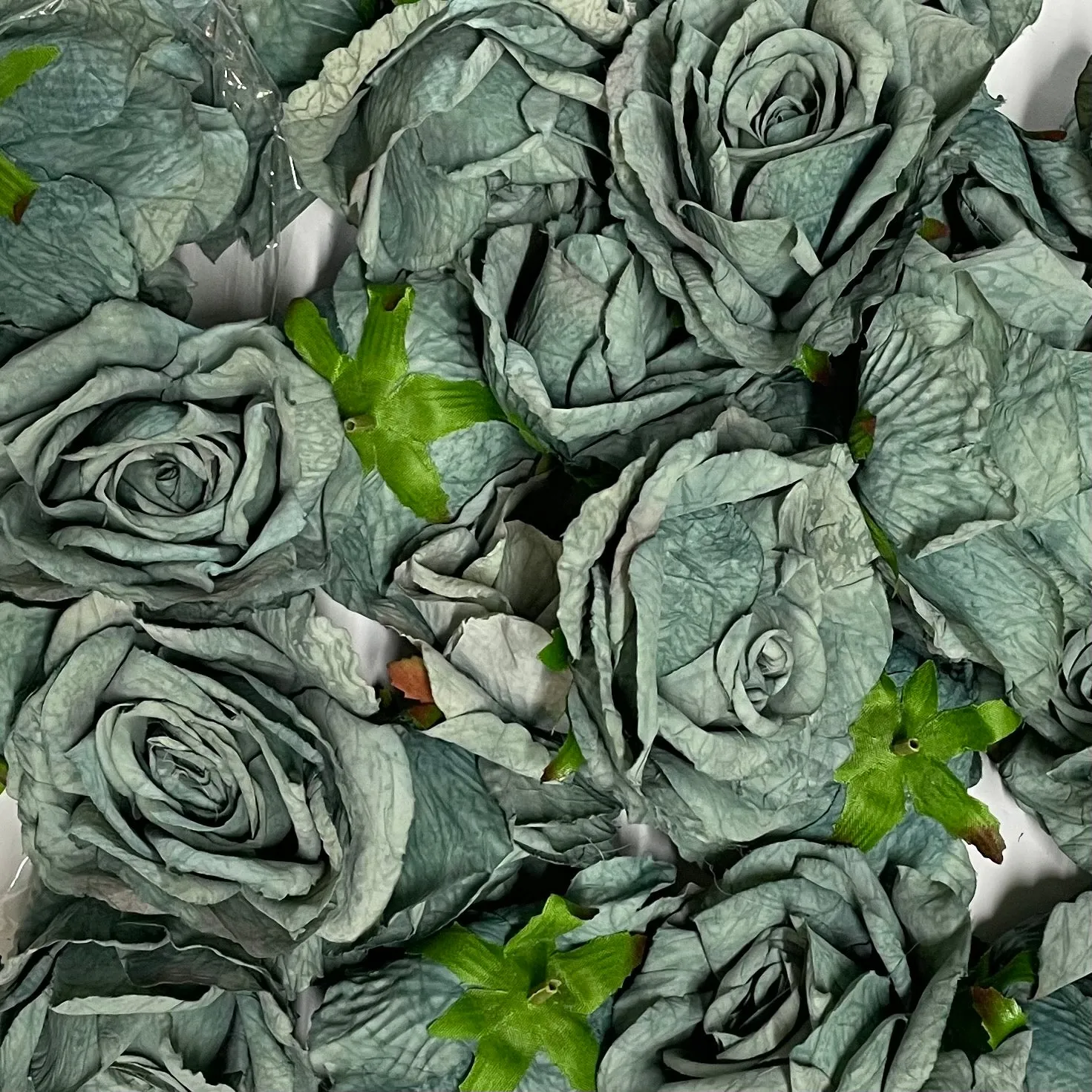 Artificial Silk Flower Heads - Vintage Retro Blue Rose Style 148 - 1pc