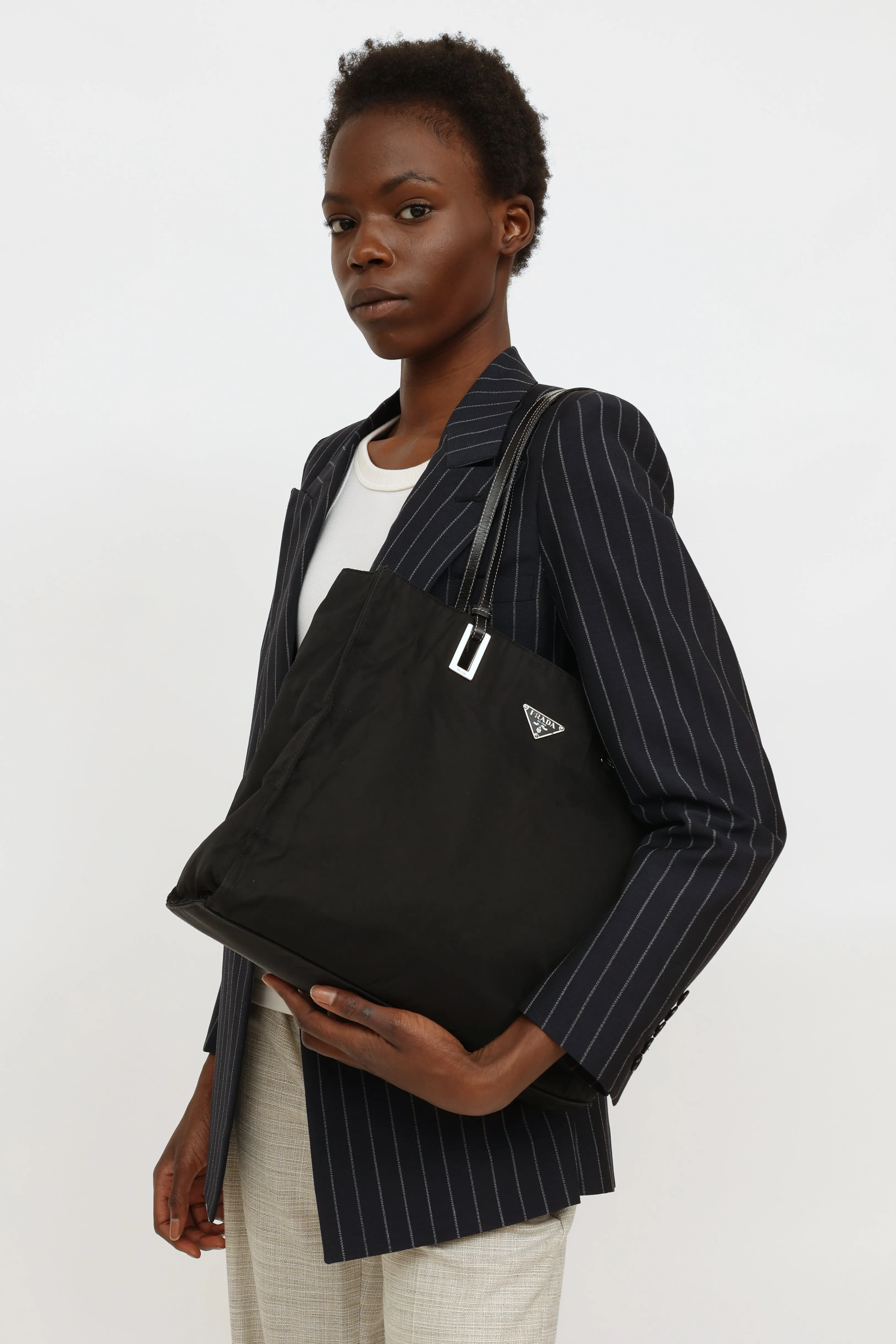 Black Nylon Tote Bag