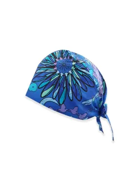 Blue Flower Printed Surgical Hat