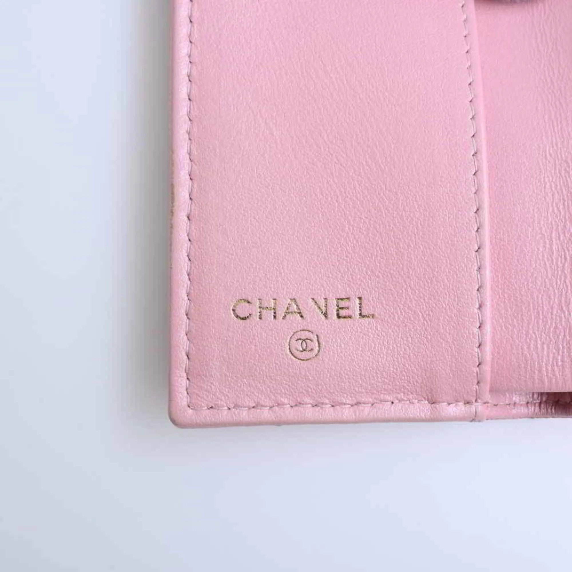 Chanel Caviar Skin Timeless Classic Matelasse Coco Mark Trifold Compact Wallet Pink