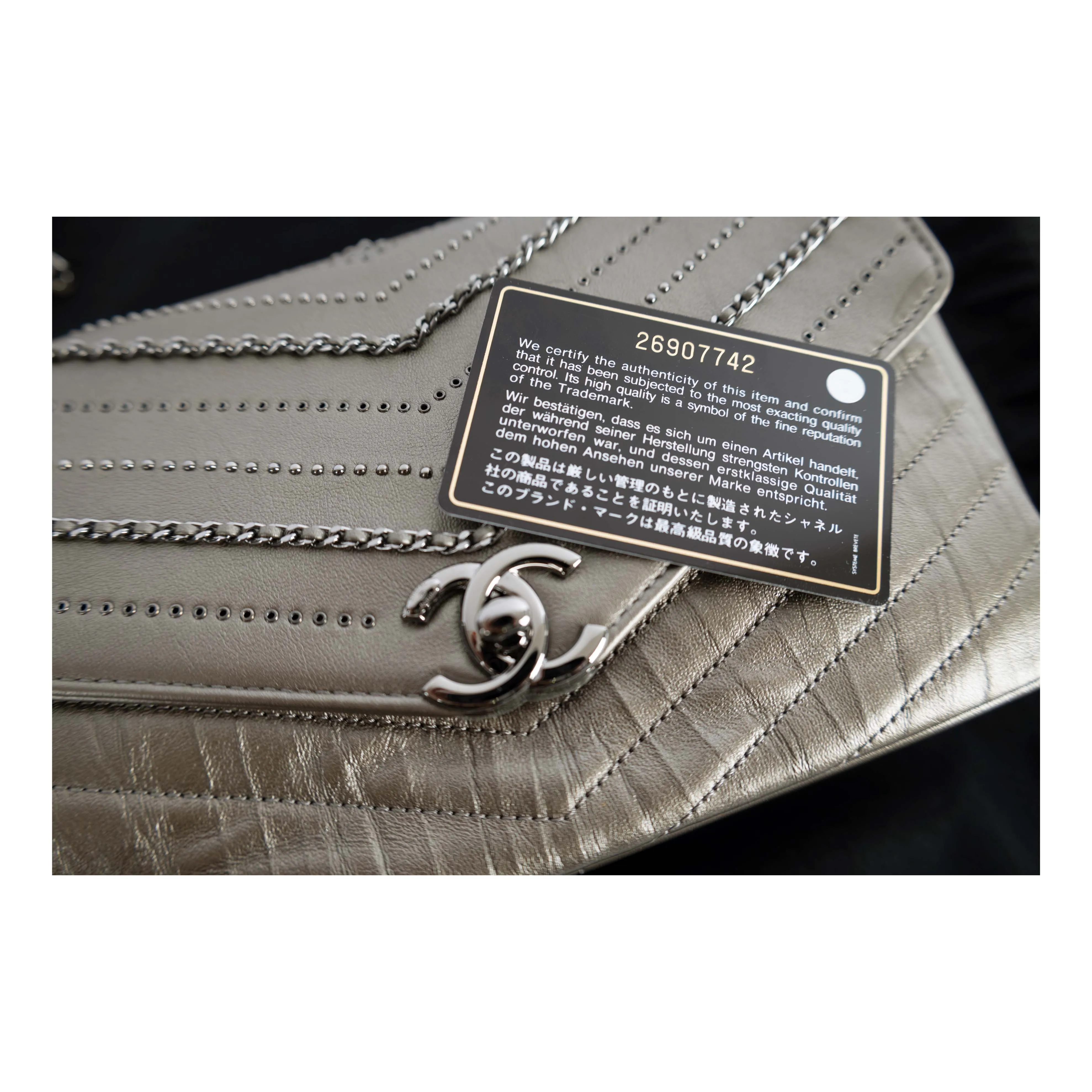 CHANEL Chanel Embelished 'Chain Sequins' Chevron Flap Bag