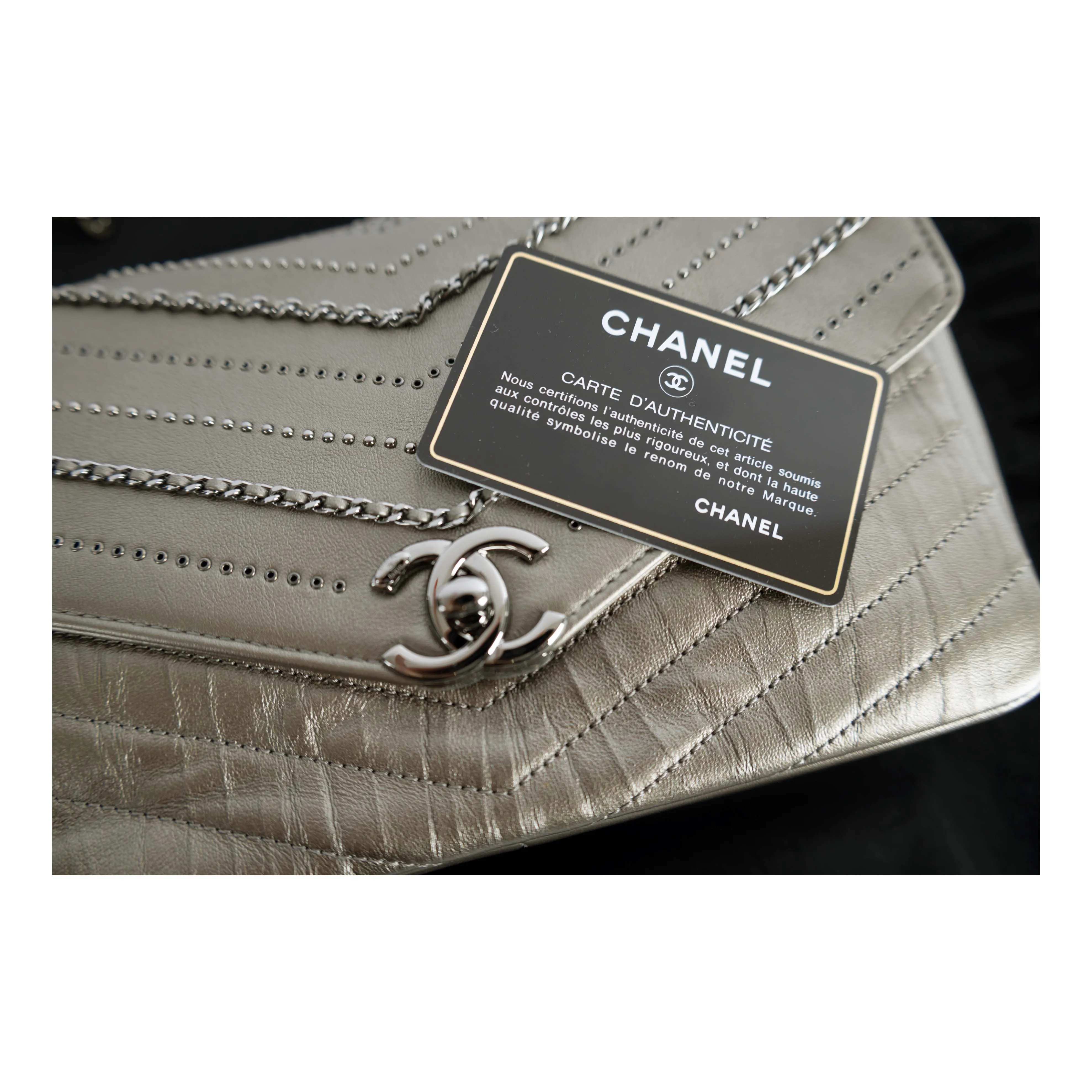 CHANEL Chanel Embelished 'Chain Sequins' Chevron Flap Bag