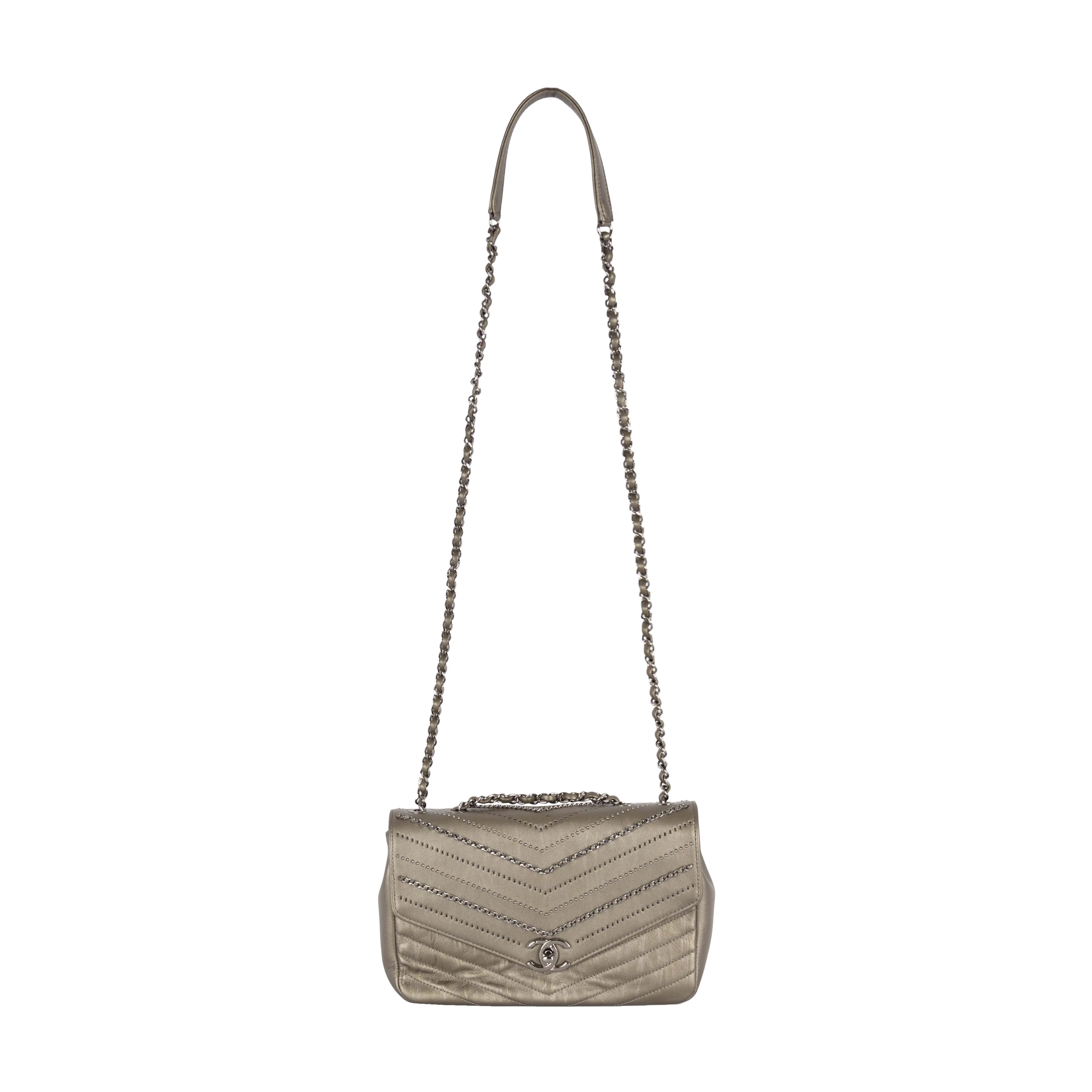 CHANEL Chanel Embelished 'Chain Sequins' Chevron Flap Bag