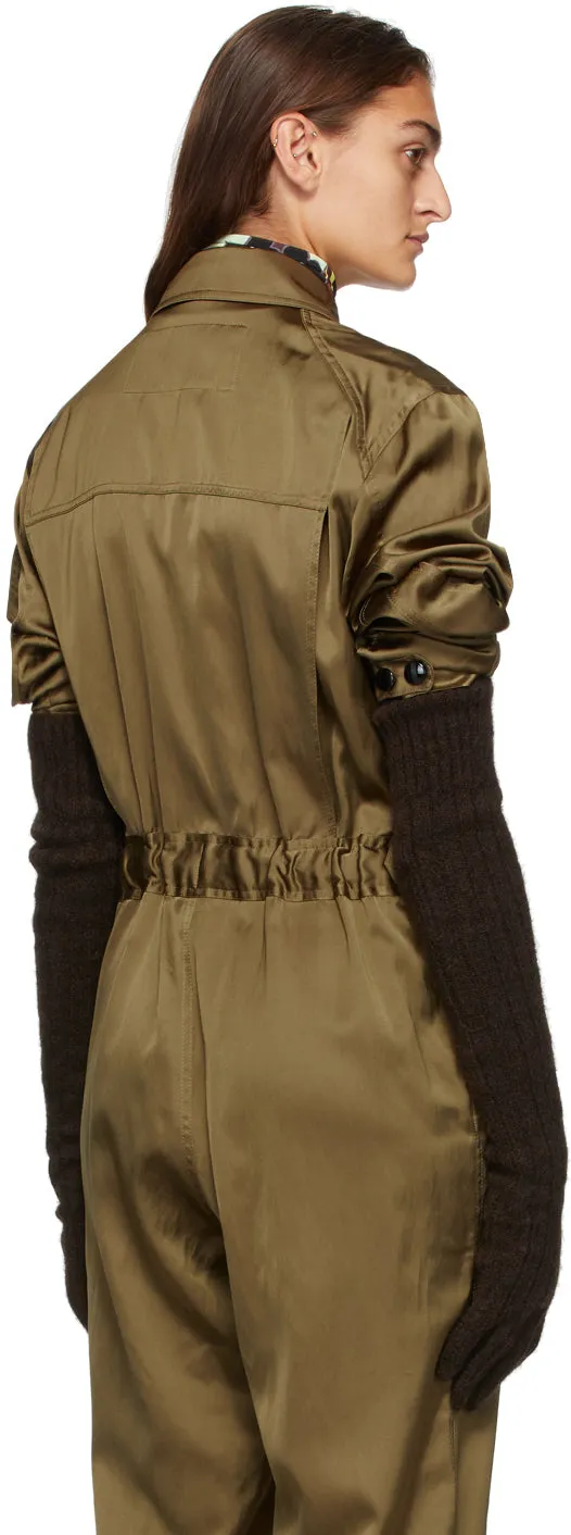 Dries Van Noten Brown Alpaca Long Gloves