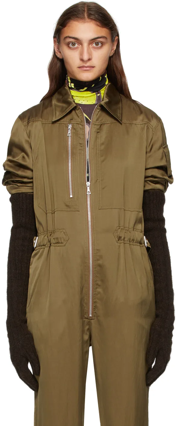 Dries Van Noten Brown Alpaca Long Gloves