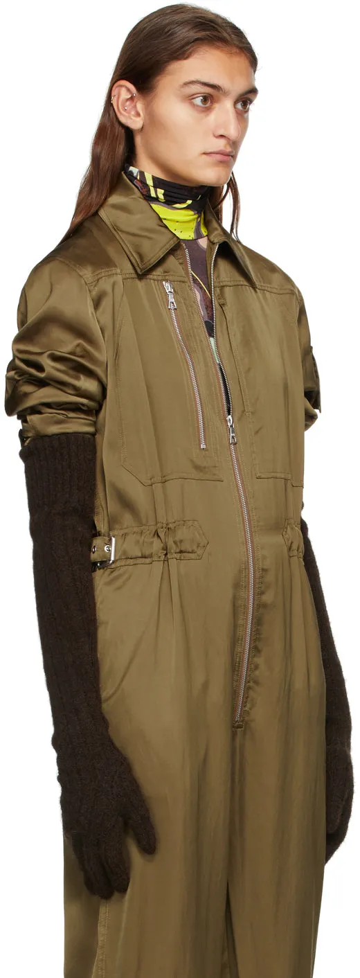 Dries Van Noten Brown Alpaca Long Gloves