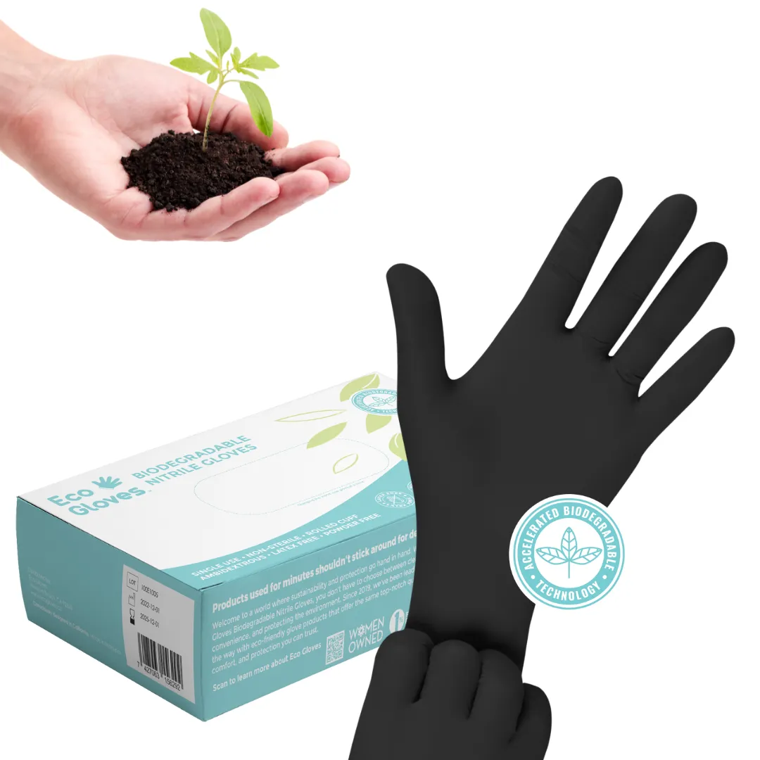 Eco Gloves Biodegradable Nitrile Gloves (4.0 Mil) - BLACK (100 gloves/box)