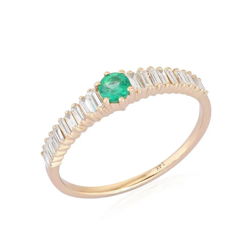 Gemstone Baguette Emerald Dome Ring