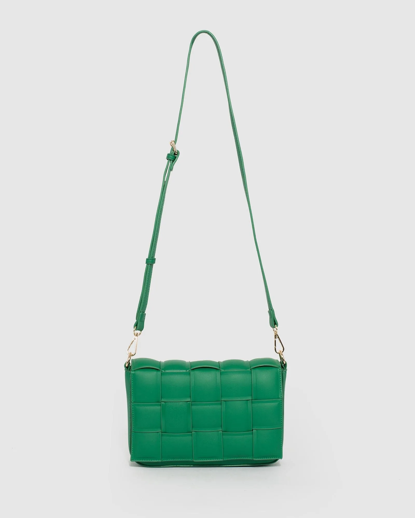 Green Abby Woven Crossbody Bag