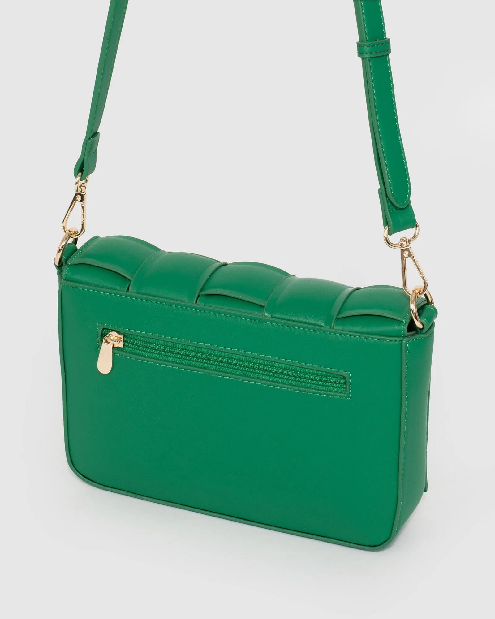 Green Abby Woven Crossbody Bag