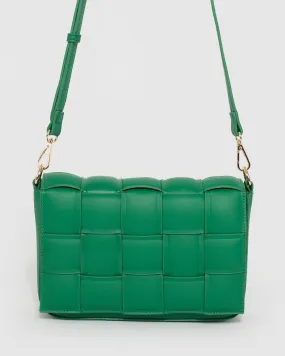 Green Abby Woven Crossbody Bag