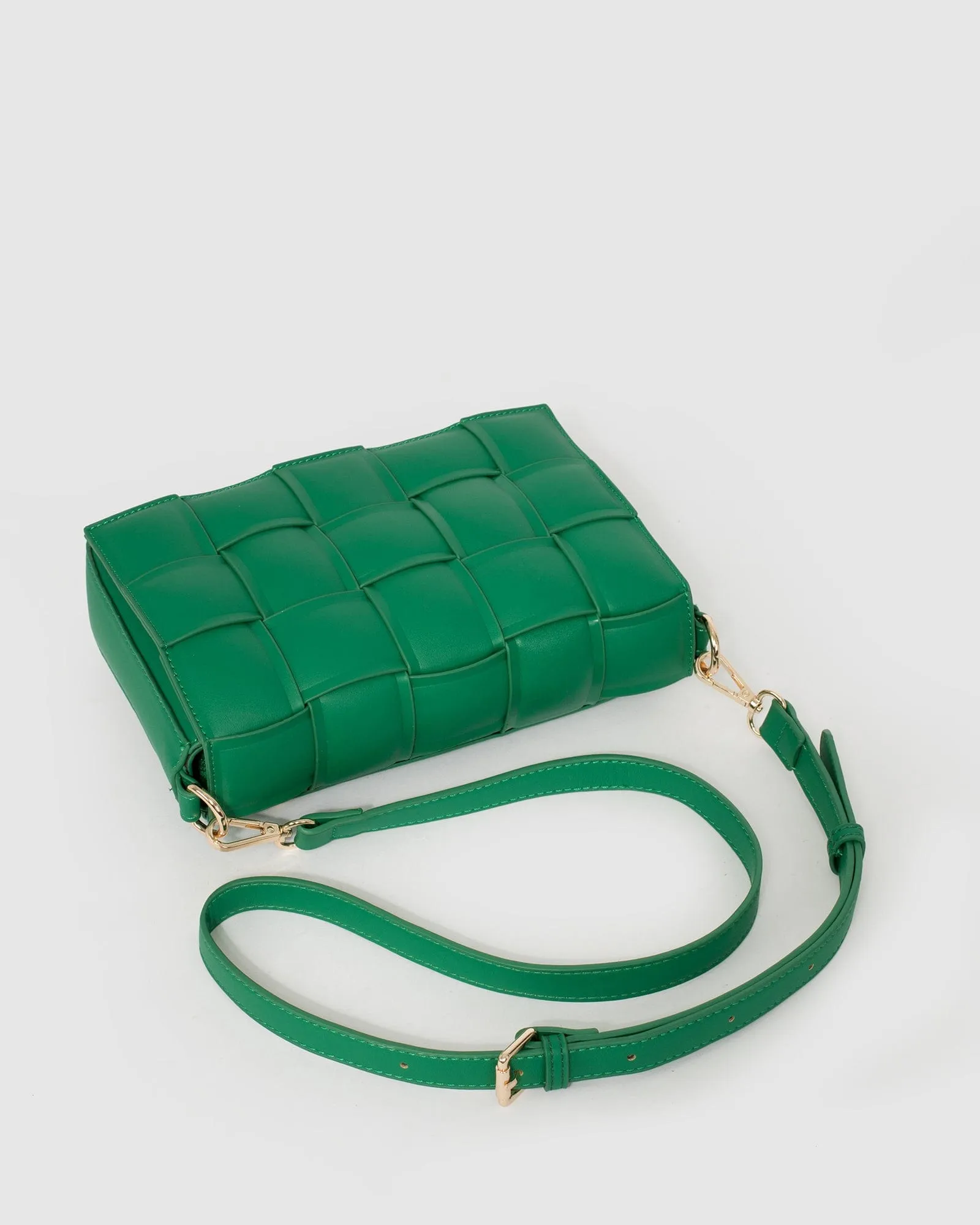 Green Abby Woven Crossbody Bag