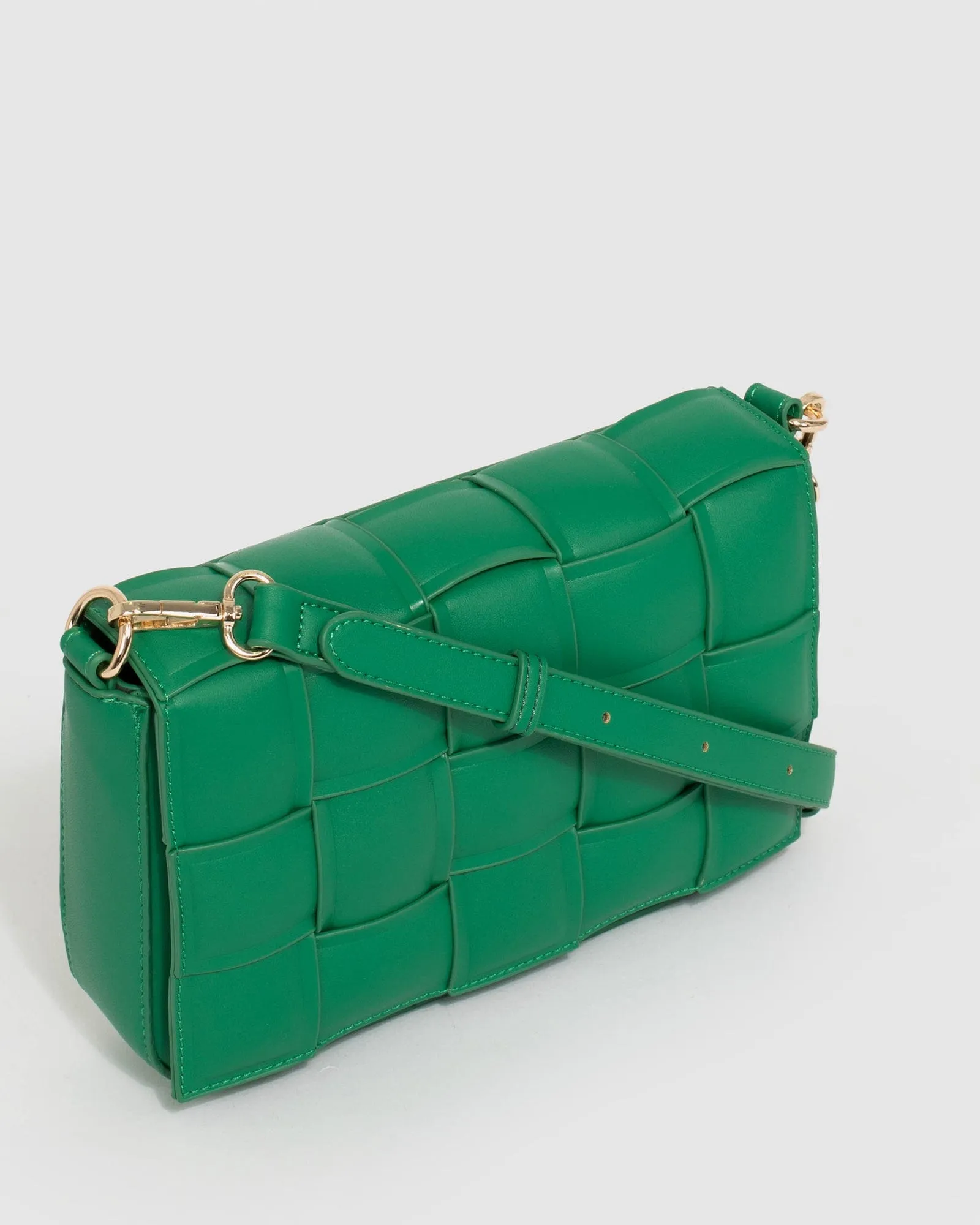Green Abby Woven Crossbody Bag