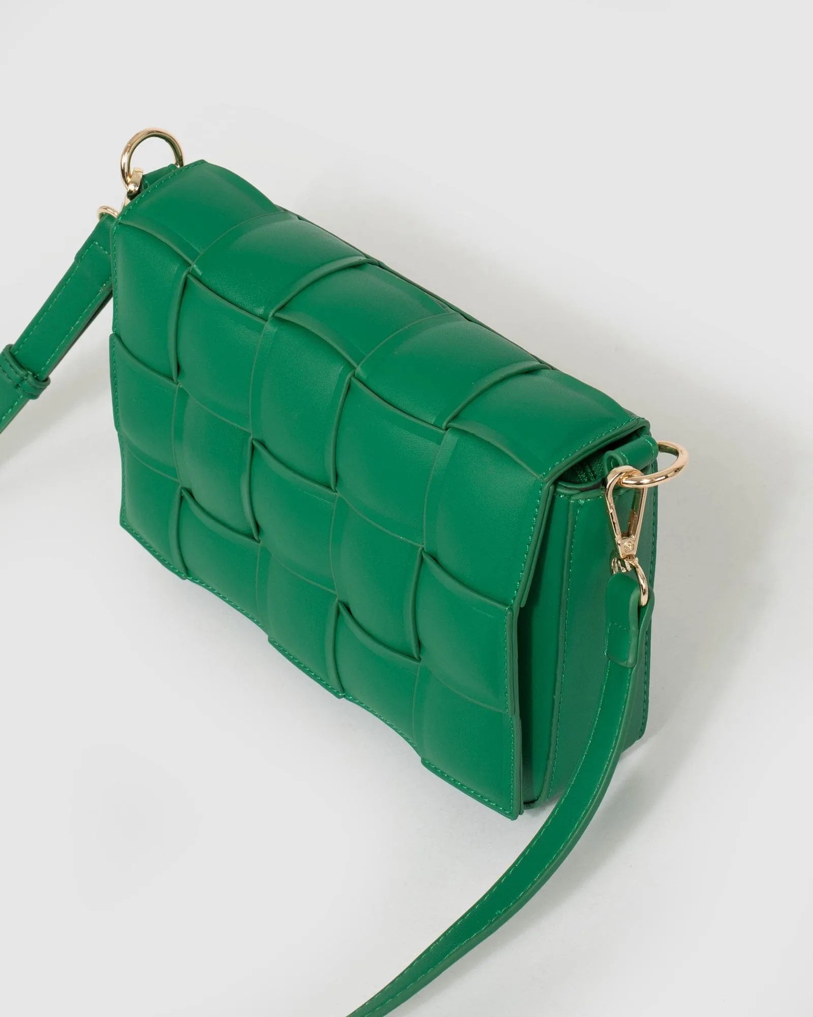 Green Abby Woven Crossbody Bag