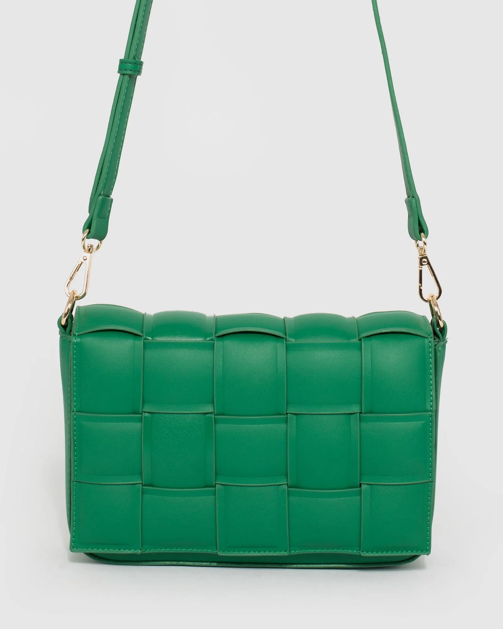 Green Abby Woven Crossbody Bag