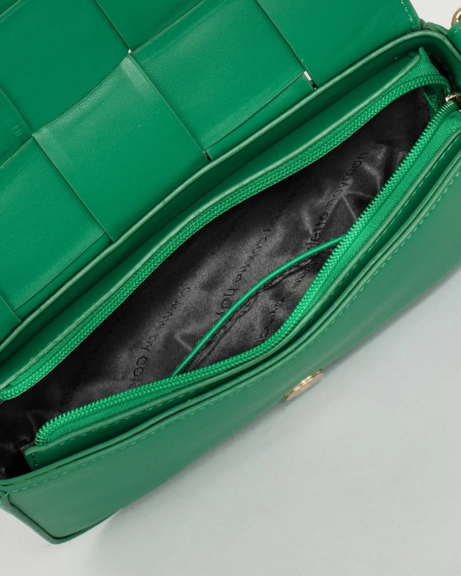 Green Abby Woven Crossbody Bag