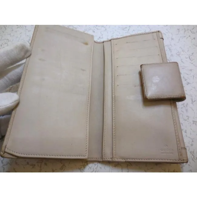Gucci Pink Leather Brown G Print Guccissima Canvas Wallet