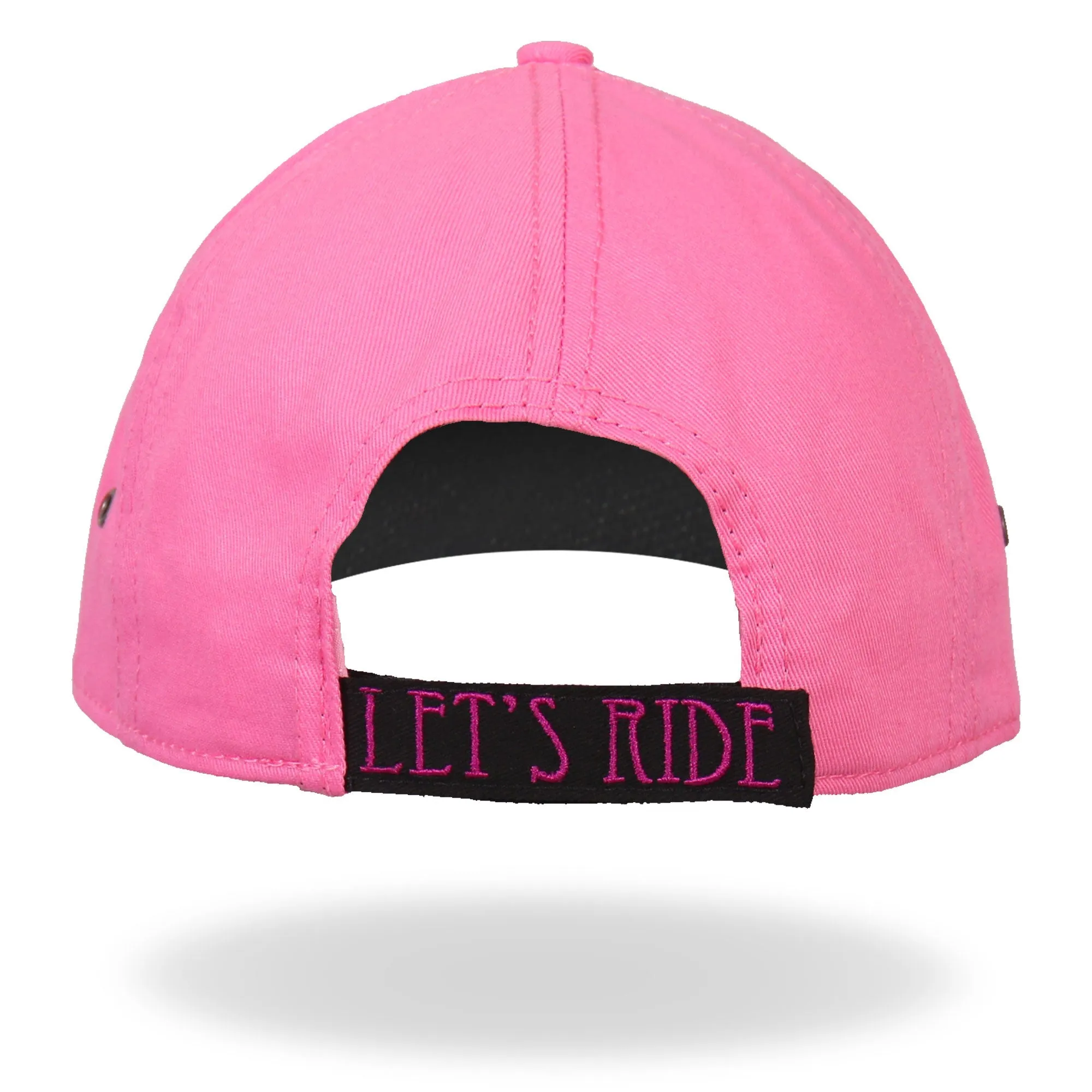 Hot Leathers Ladies Let's Ride Heart Pink Ball Cap