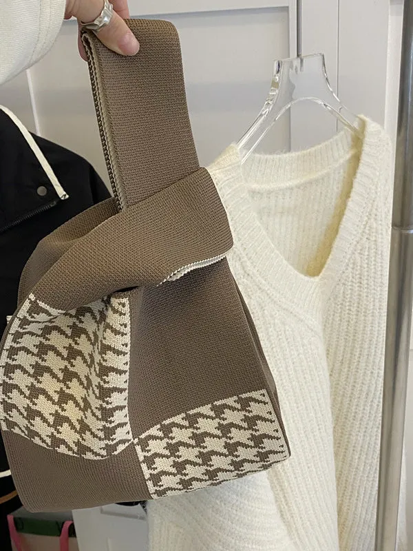 Houndstooth Woven Handbag Bags Accessories