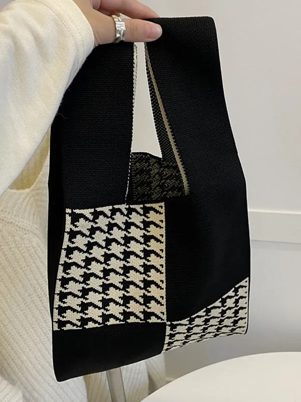 Houndstooth Woven Handbag Bags Accessories