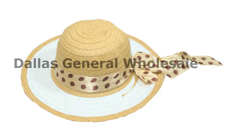 Little Girls Polka Dot Straw Hats Wholesale