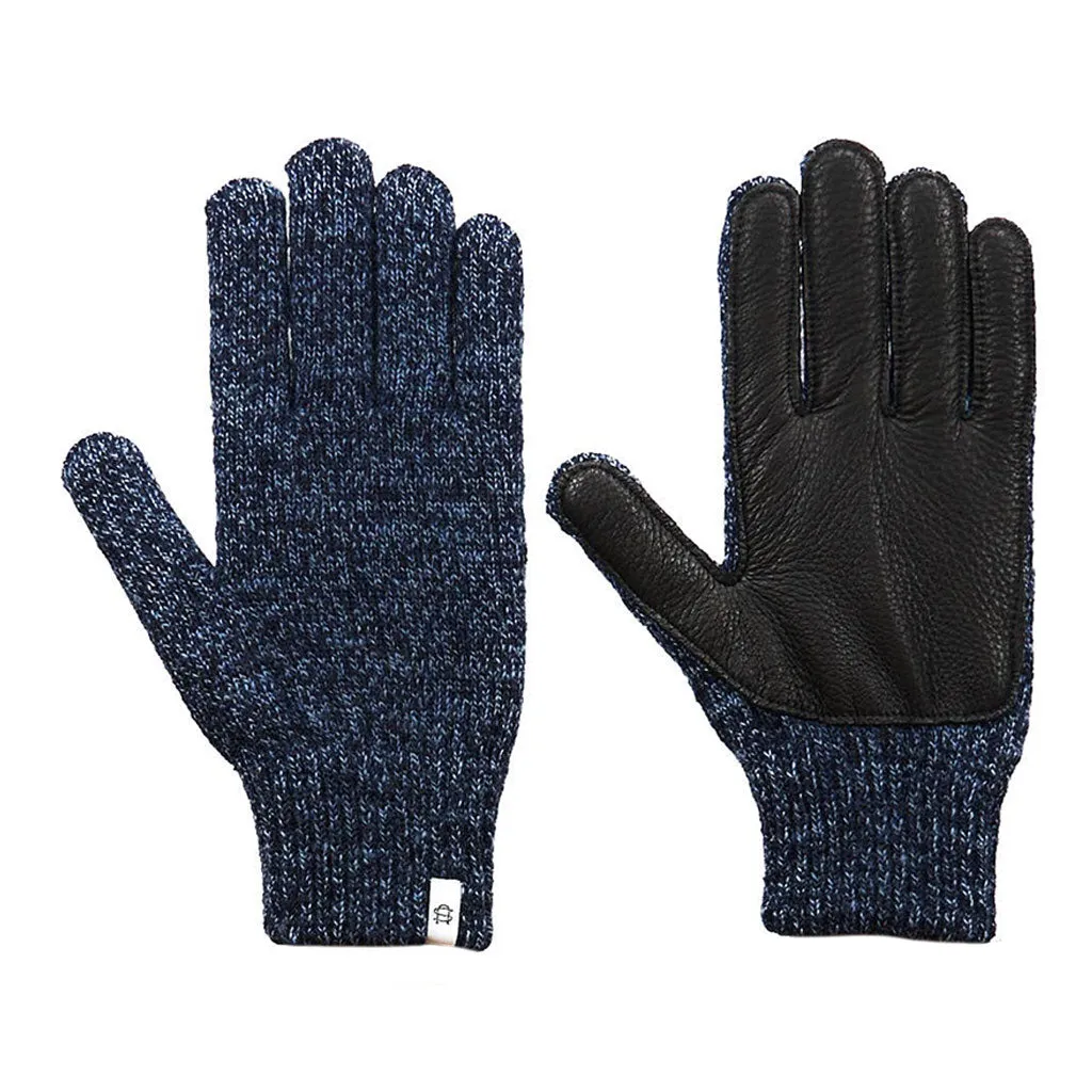 Ragg Wool and Natural Deerskin Gloves