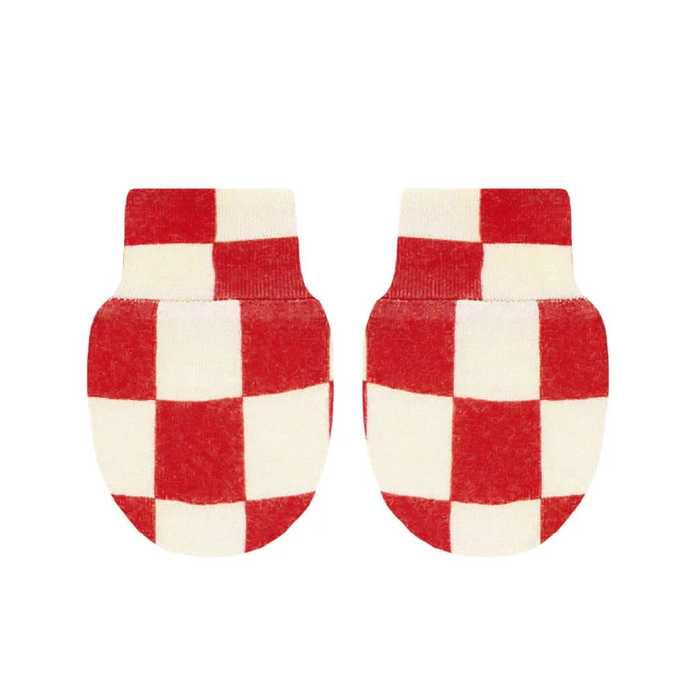 Red Check No Scratch Mittens