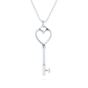 Romantic Key to Your Heart Pendant Necklace in 14K Gold Plated Silver