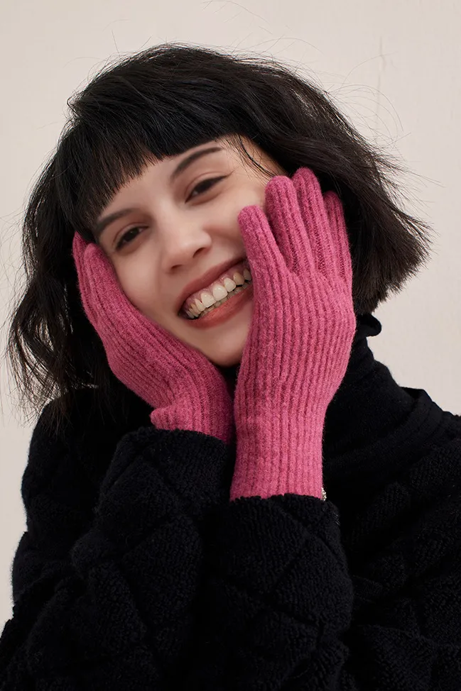 Seamless Washable Wool Knit Winter Gloves