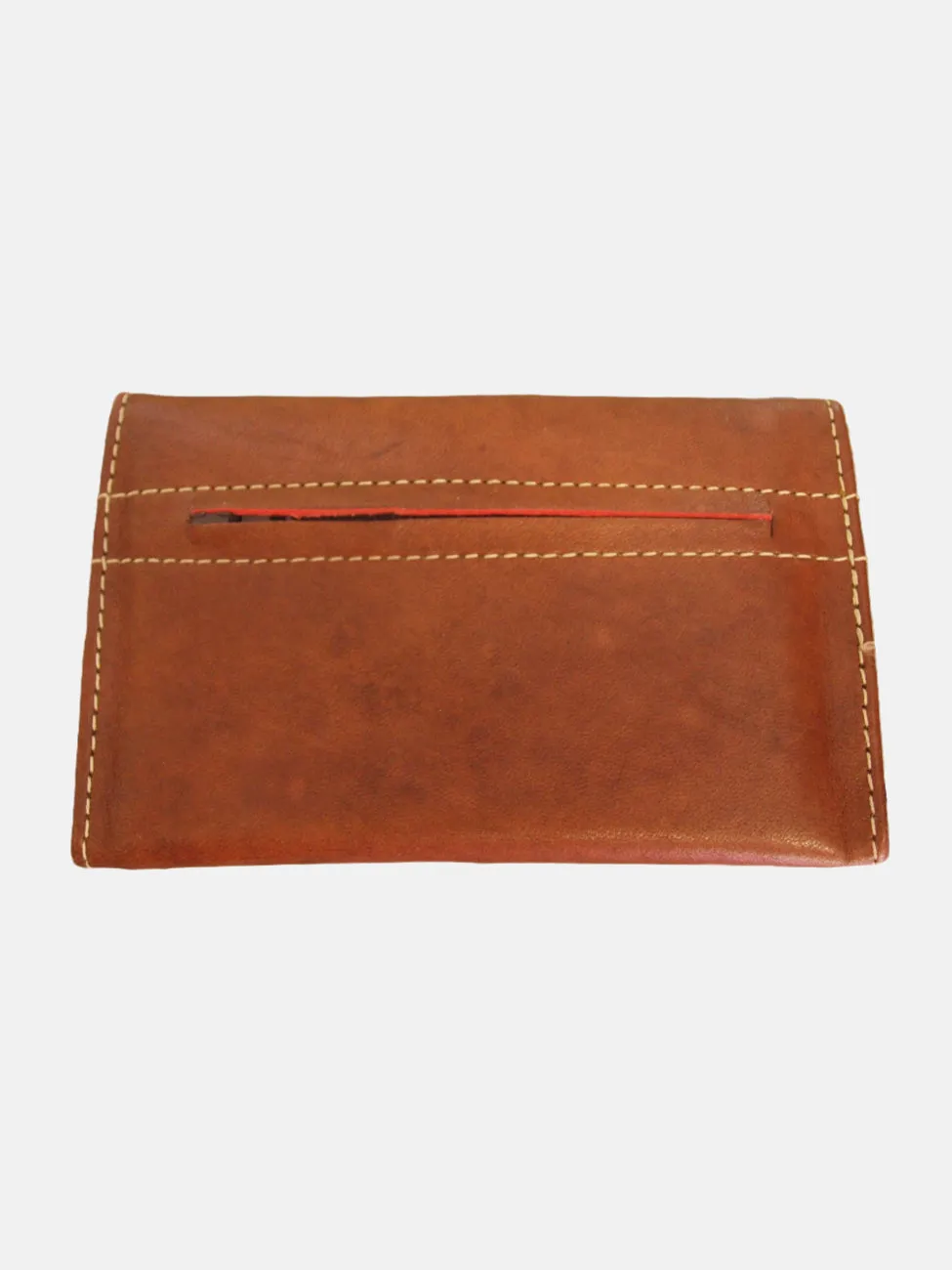 Small Leather Tri-Fold Purse Dark Brown