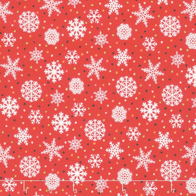 Snow Bird - Snowflake Red Flannel Yardage