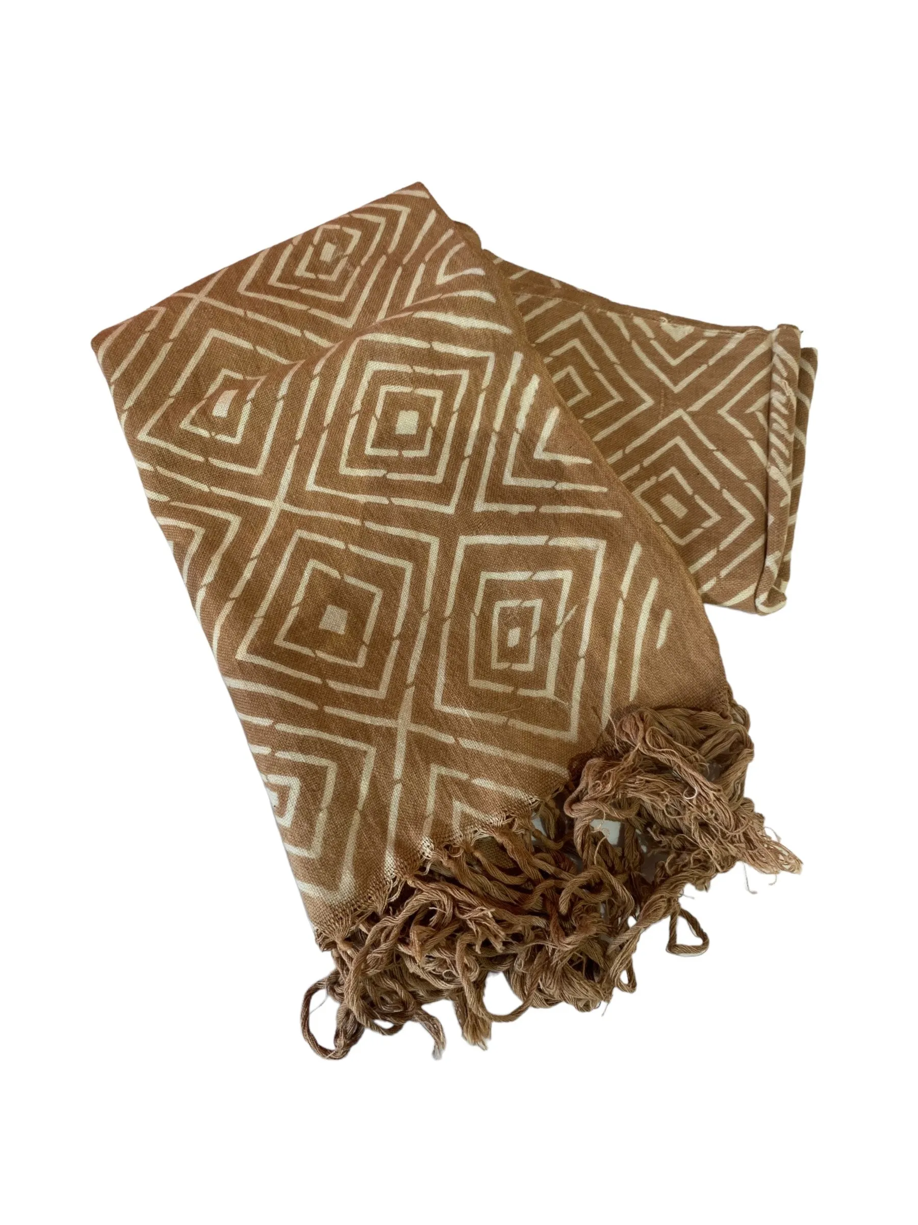 Tan Cotton Mud Cloth Scarves
