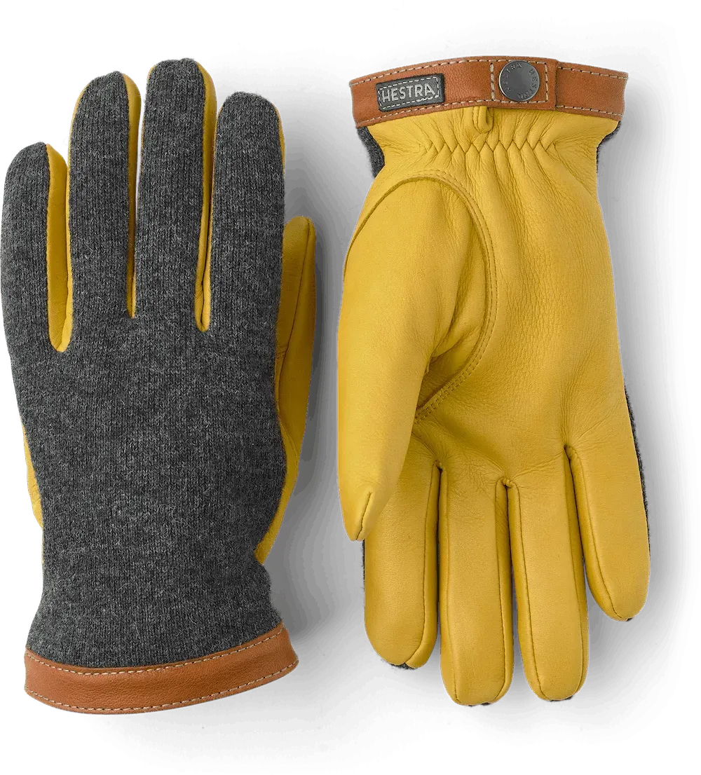 Tricot Merino Wool Deerskin Gloves - Yellow