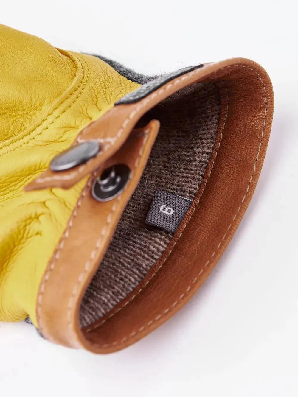 Tricot Merino Wool Deerskin Gloves - Yellow