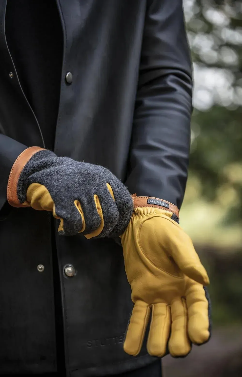 Tricot Merino Wool Deerskin Gloves - Yellow