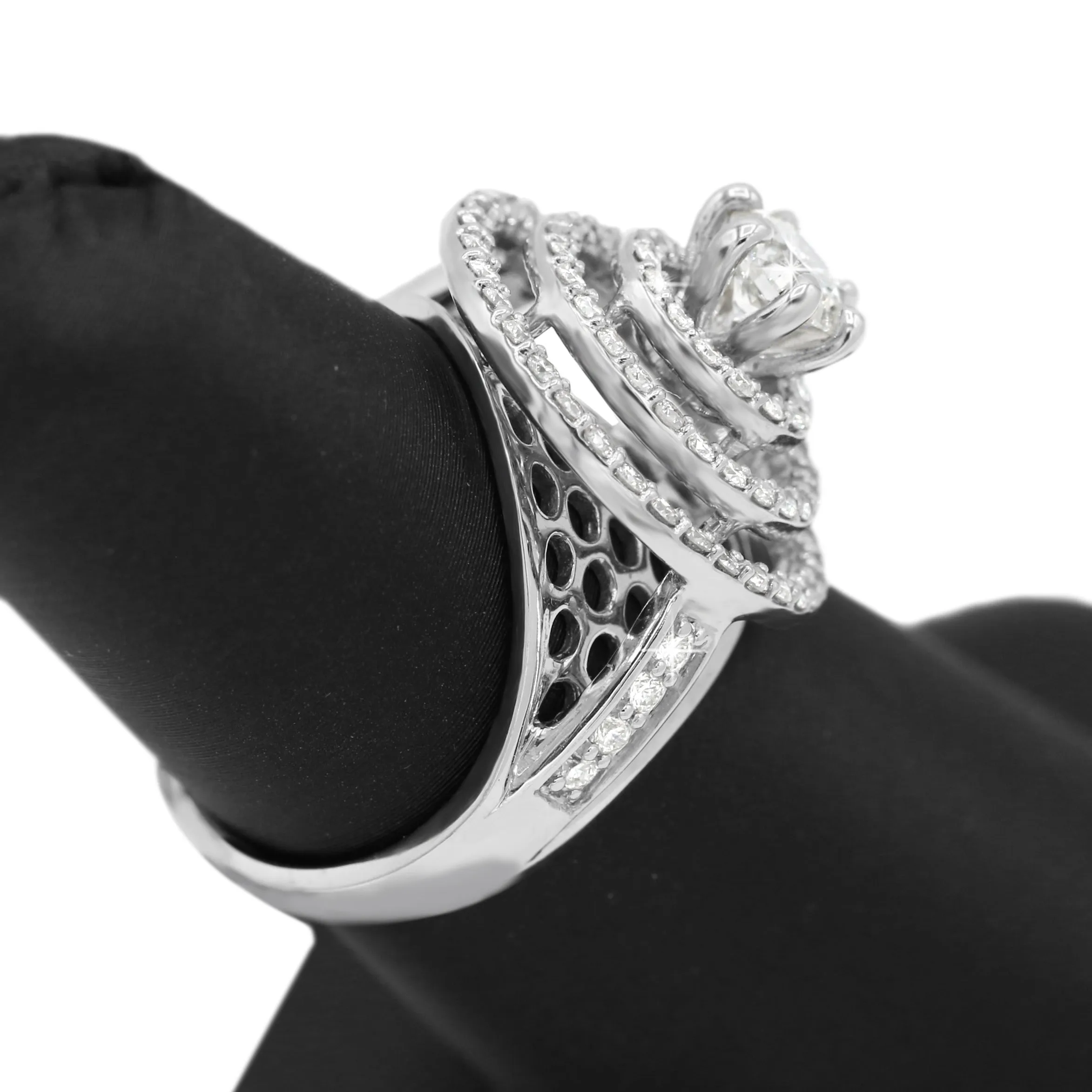 Triple Halo Diamond Ring in 14KT White Gold ( 1.32ct dtw / 0.53ct center )