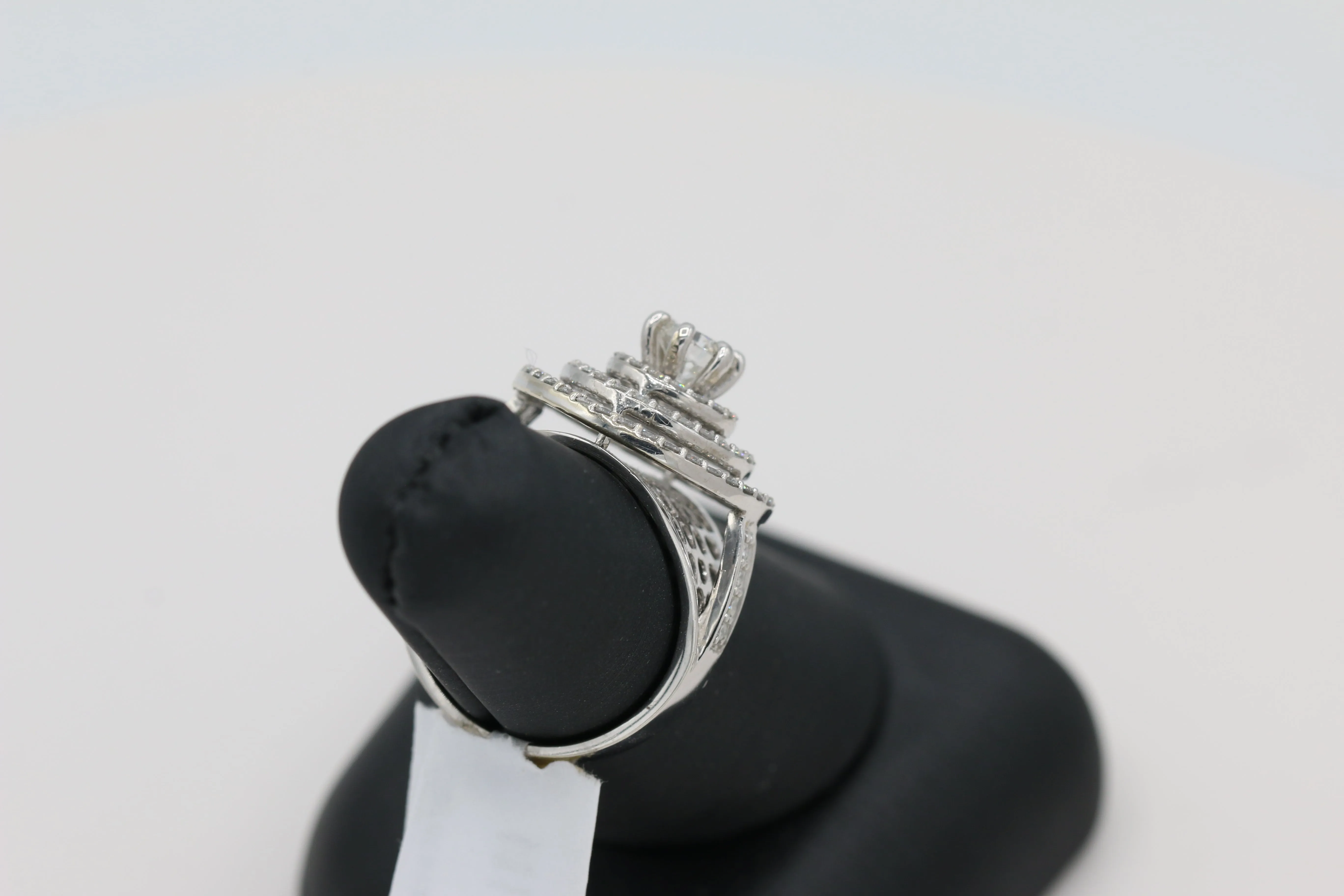 Triple Halo Diamond Ring in 14KT White Gold ( 1.32ct dtw / 0.53ct center )