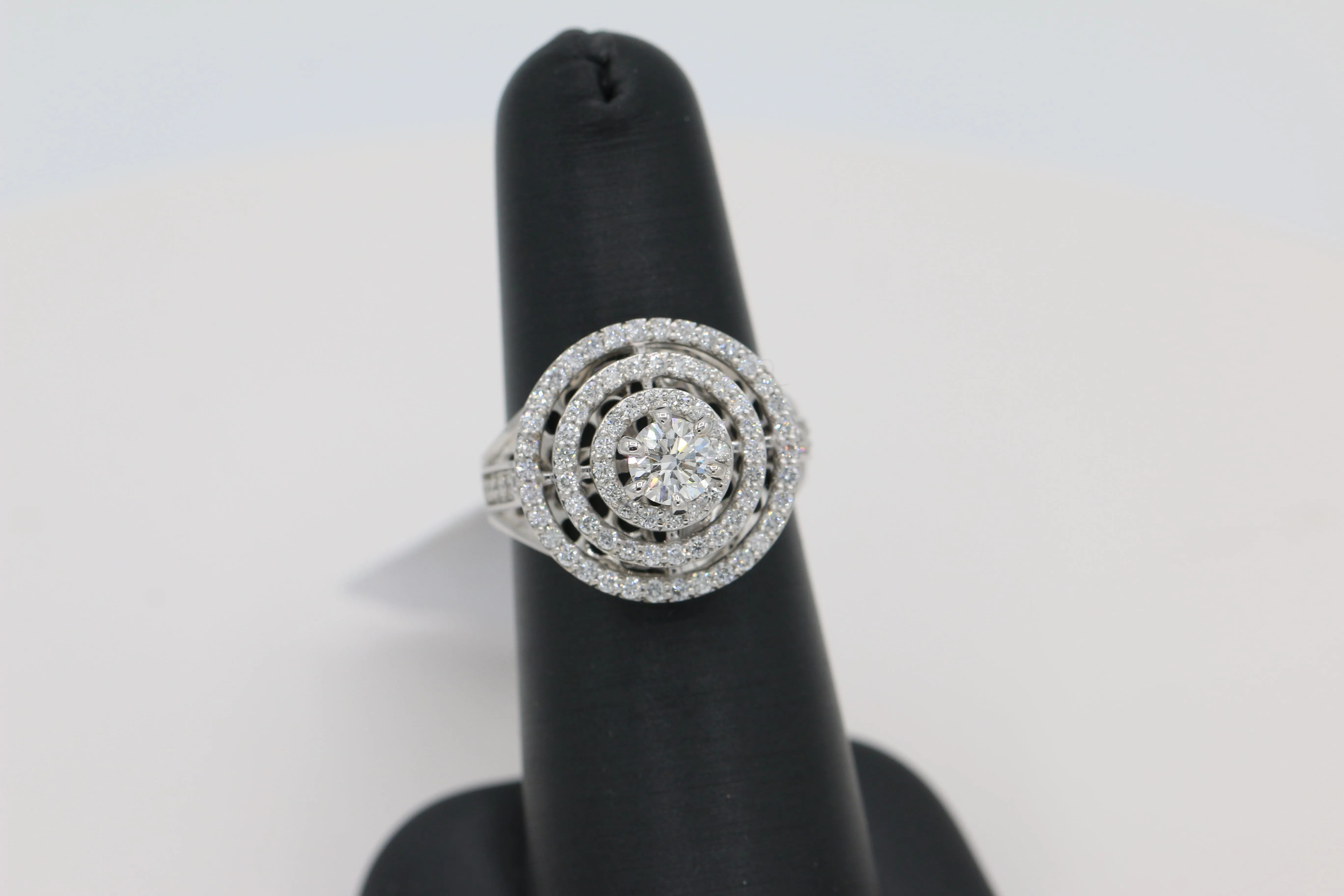 Triple Halo Diamond Ring in 14KT White Gold ( 1.32ct dtw / 0.53ct center )