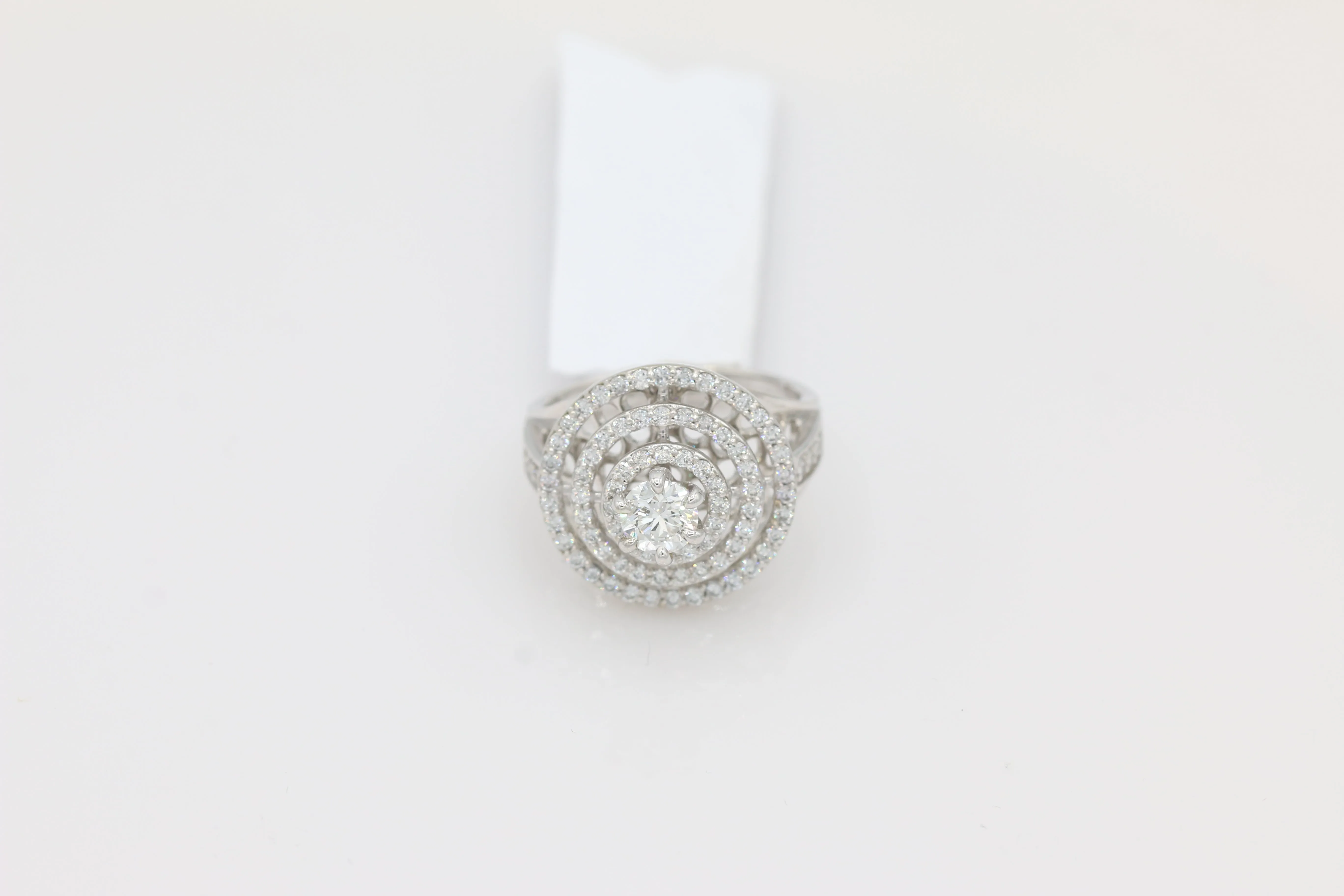 Triple Halo Diamond Ring in 14KT White Gold ( 1.32ct dtw / 0.53ct center )