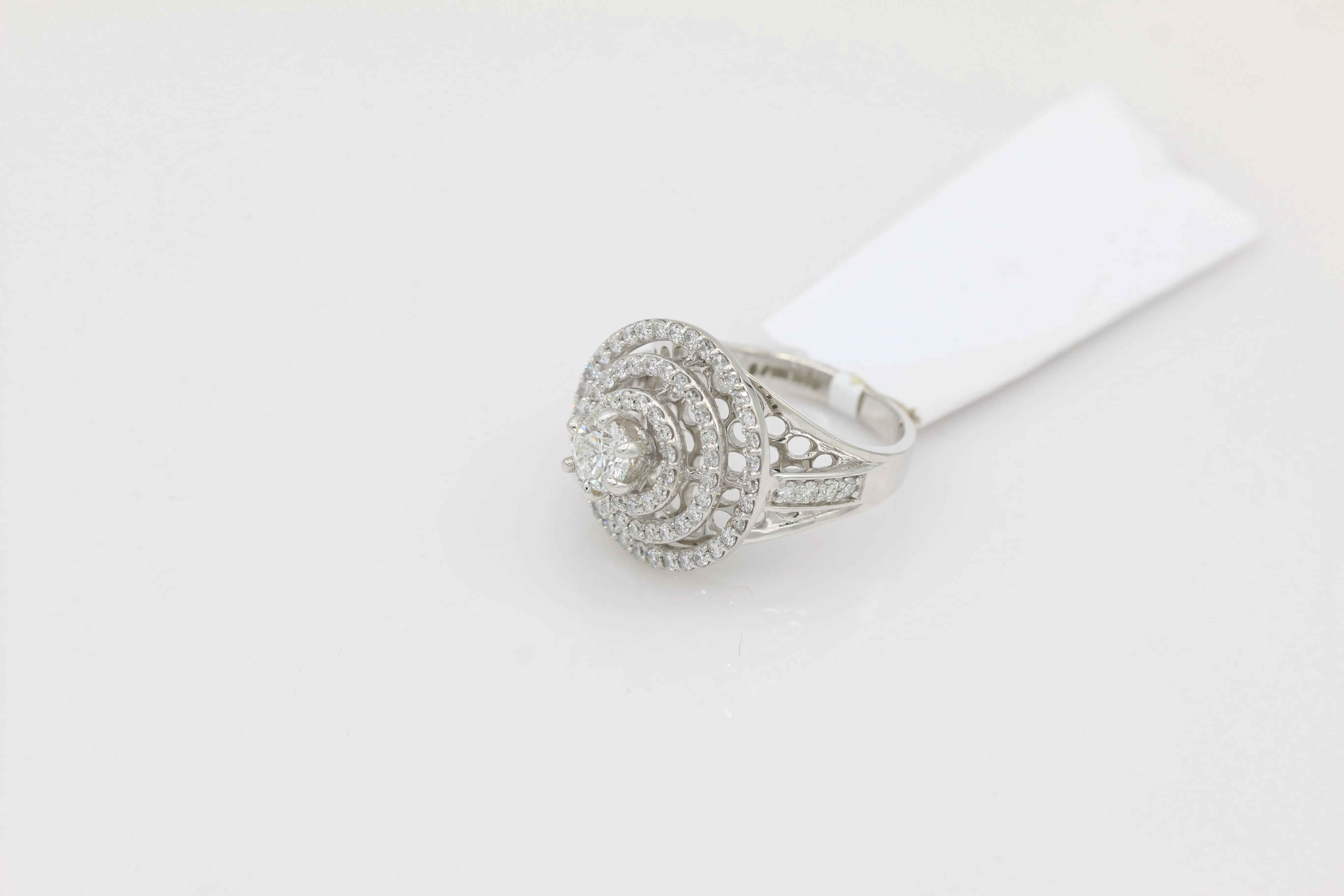 Triple Halo Diamond Ring in 14KT White Gold ( 1.32ct dtw / 0.53ct center )