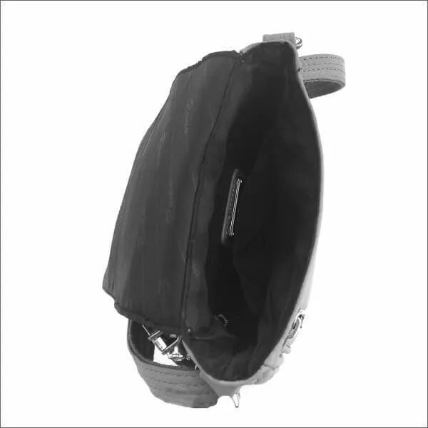 Vertical Leather Concealment Crossbody Bag [Color: Black]