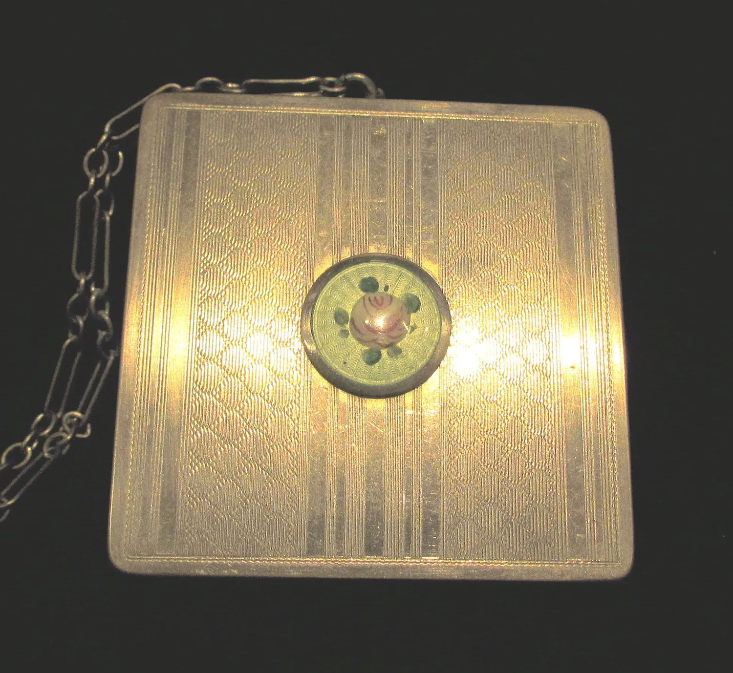 Vintage Guilloche Compact Purse 1920's Engine Turned Wristlet Purse
