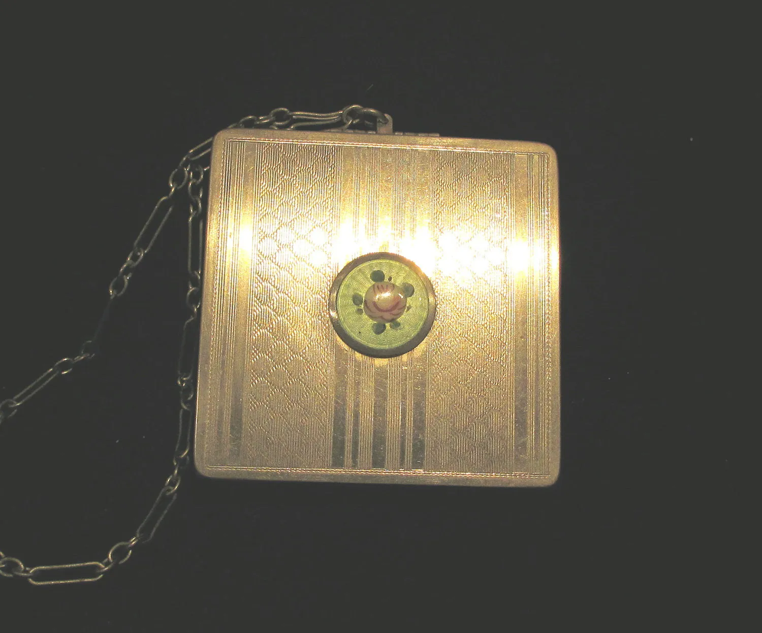 Vintage Guilloche Compact Purse 1920's Engine Turned Wristlet Purse