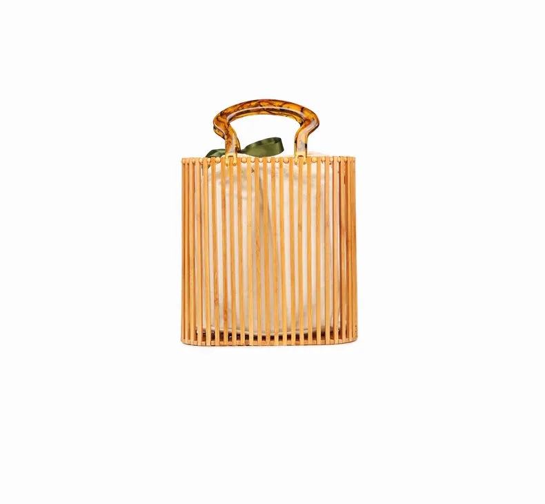 Vintage Woven Bamboo Handbag