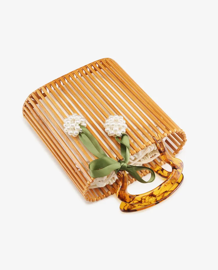 Vintage Woven Bamboo Handbag